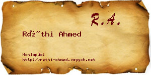 Réthi Ahmed névjegykártya